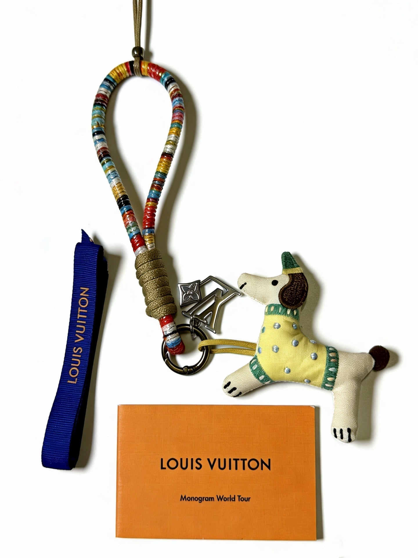 LV Multicolor Dog Key Holder Bag Charm