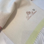 LP Grande Unita Scarf 180 CM In Ivory White With Light Yellow Cashmere 175043