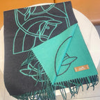 CASAQUE ENTRELACS EQUESTRES 190 CM SCARF IN PERSLAN GREEN CASHMERE