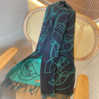 CASAQUE ENTRELACS EQUESTRES 190 CM SCARF IN PERSLAN GREEN CASHMERE