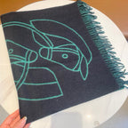 CASAQUE ENTRELACS EQUESTRES 190 CM SCARF IN PERSLAN GREEN CASHMERE