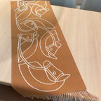 CASAQUE ENTRELACS EQUESTRES 190 CM SCARF IN COPPER BROWN CASHMERE