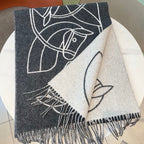 CASAQUE ENTRELACS EQUESTRES 190 CM SCARF IN SHADOW GRAY CASHMERE
