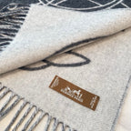 CASAQUE ENTRELACS EQUESTRES 190 CM SCARF IN SHADOW GRAY CASHMERE