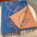 CASAQUE ENTRELACS EQUESTRES 190 CM SCARF IN AZURE BLUE CASHMERE