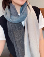 CC Scarf 180 CM In Black Blue Mix Grey Beige Cashmere 381207