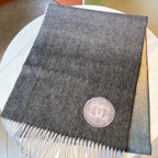 CC Scarf 180 CM In Black Blue Mix Grey Beige Cashmere 381207