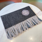 CC Scarf 180 CM In Black Blue Mix Grey Beige Cashmere 381207