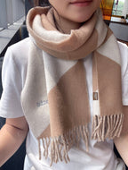 SCARF 150 CM IN LIGHT BROWN MIX WHITE CASHMERE