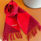 Geometric Scarf 151 CM IN Dark Red Mix Bright Red Cashmere