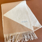 Geometric Scarf 151 CM IN Beige White Cashmere