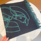 Casaque Entrelacs Equestres Scarf 195 CM Black Mix Jade Green Cashmere