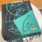 Casaque Entrelacs Equestres Scarf 195 CM Black Mix Jade Green Cashmere