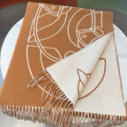 Casaque Entrelacs Equestres Scarf 195 CM Brown Mix White Cashmere