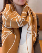 Casaque Entrelacs Equestres Scarf 195 CM Brown Mix White Cashmere