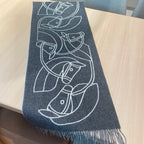 Casaque Entrelacs Equestres Scarf 195 CM Grey Mix White Cashmere