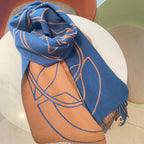 Casaque Entrelacs Equestres Scarf 195 CM Blue Mix Light Brown Cashmere