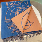 Casaque Entrelacs Equestres Scarf 195 CM Blue Mix Light Brown Cashmere