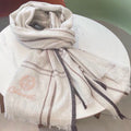 CC Scarf 190 CM In Light Grey With Brown Stripes Cashmere 411650