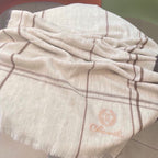 CC Scarf 190 CM In Light Grey With Brown Stripes Cashmere 411650
