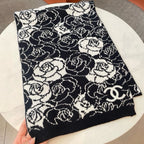 CC Scarf 185 CM In Black Mix White Cashmere And Wool 411652
