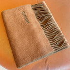 Scarf 180 CM In Brown Mix Light Moss Green Cashmere