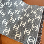 CC Scarf 180 CM In Grey Mix White Print Logo Cashmere And Wool 413632