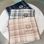 CC Scarf 186 CM In White With Black Stripes Fleece Wool 418245