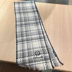CC Scarf 186 CM In White With Black Stripes Fleece Wool 418245