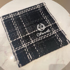 CC Scarf 186 CM In Black With White Stripes Fleece Wool 418246