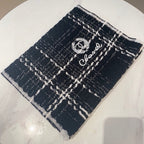 CC Scarf 186 CM In Black With White Stripes Fleece Wool 418246