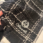 CC Scarf 186 CM In Black With White Stripes Fleece Wool 418246