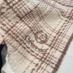 CC Scarf 186 CM In White With Brown Stripes Fleece Wool 416926