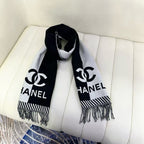 CC Scarf 200 CM In Black Mix Grey Wool And Cashmere 418269