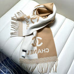 CC Scarf 200 CM In White Mix Brown Wool And Cashmere 418270