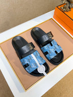 HM Men's Chypre Slide Blue Calfskin 748424