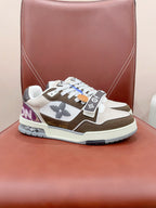 LV Trainer Sneaker Velcro Strap Brown Cowhide