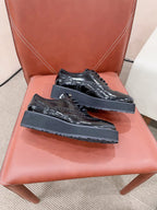 Miu-Church's Lace-Ups Black Glossy Nubuck Leather