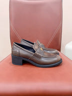 Miu Loafers Chocolate Brown Cowhide