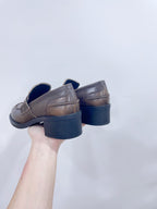 Miu Loafers Chocolate Brown Cowhide