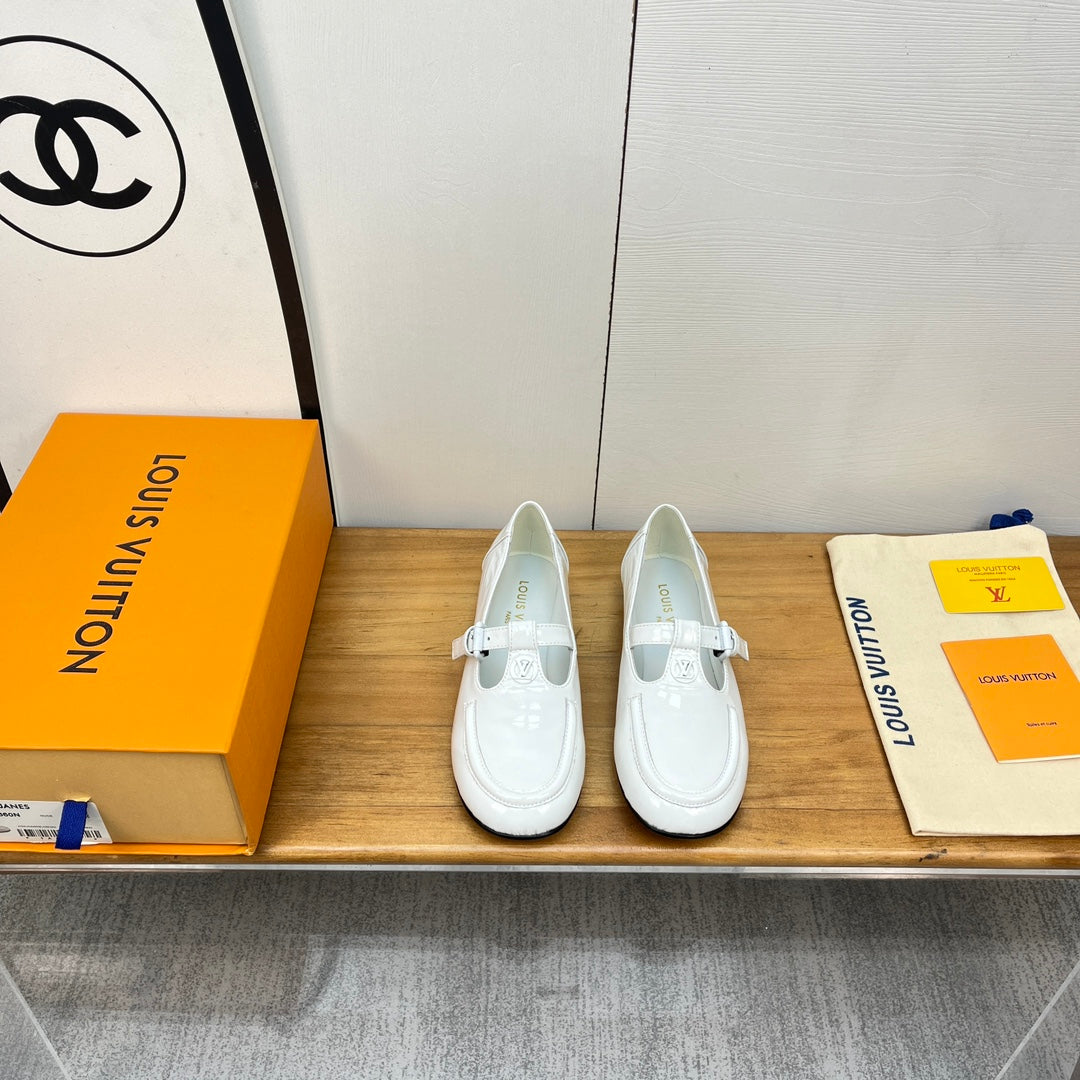 LV Soho Flat Mary Jane White Calfskin