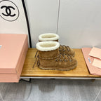 Miu Ankle Boots Brown Stone Yellow Suede