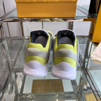 FENDI TAG SNEAKER IN NEON YELLOW MIX GREY MESH AND RUBBER