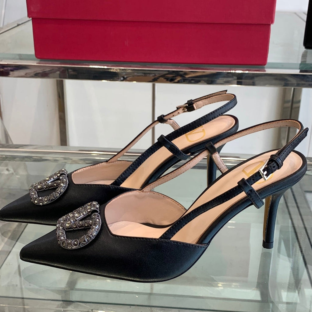 VT 25 High Heels Slingbacks Balck Cowhide 292335
