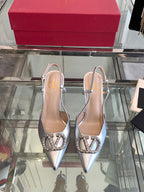 VT 25 High Heels Slingbacks Silver Cowhide 292337