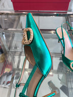 VT 25 High Heels Slingbacks Emerald Green Cowhide 292338