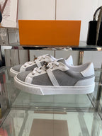 HM Day Sneaker  White Mix Gray Canvas Calfskin 291817