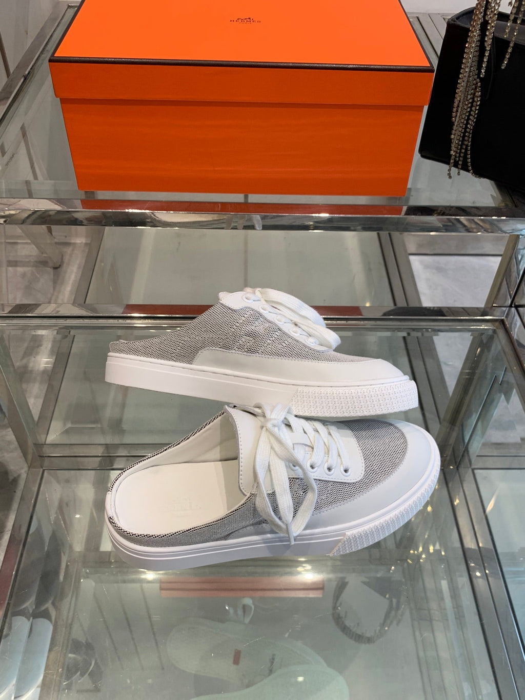 HM Keep Sneaker Gray mix White Canvas Calfskin 291839