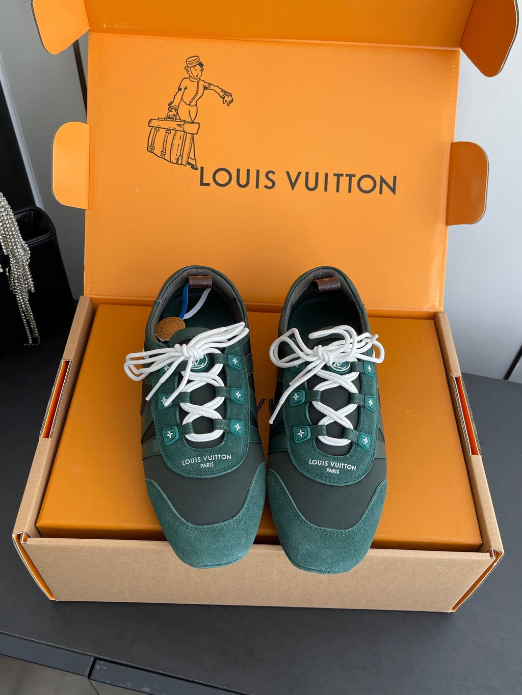 LV 26ss Ballet Sneakers Forest Green Cowhide Suede 631479