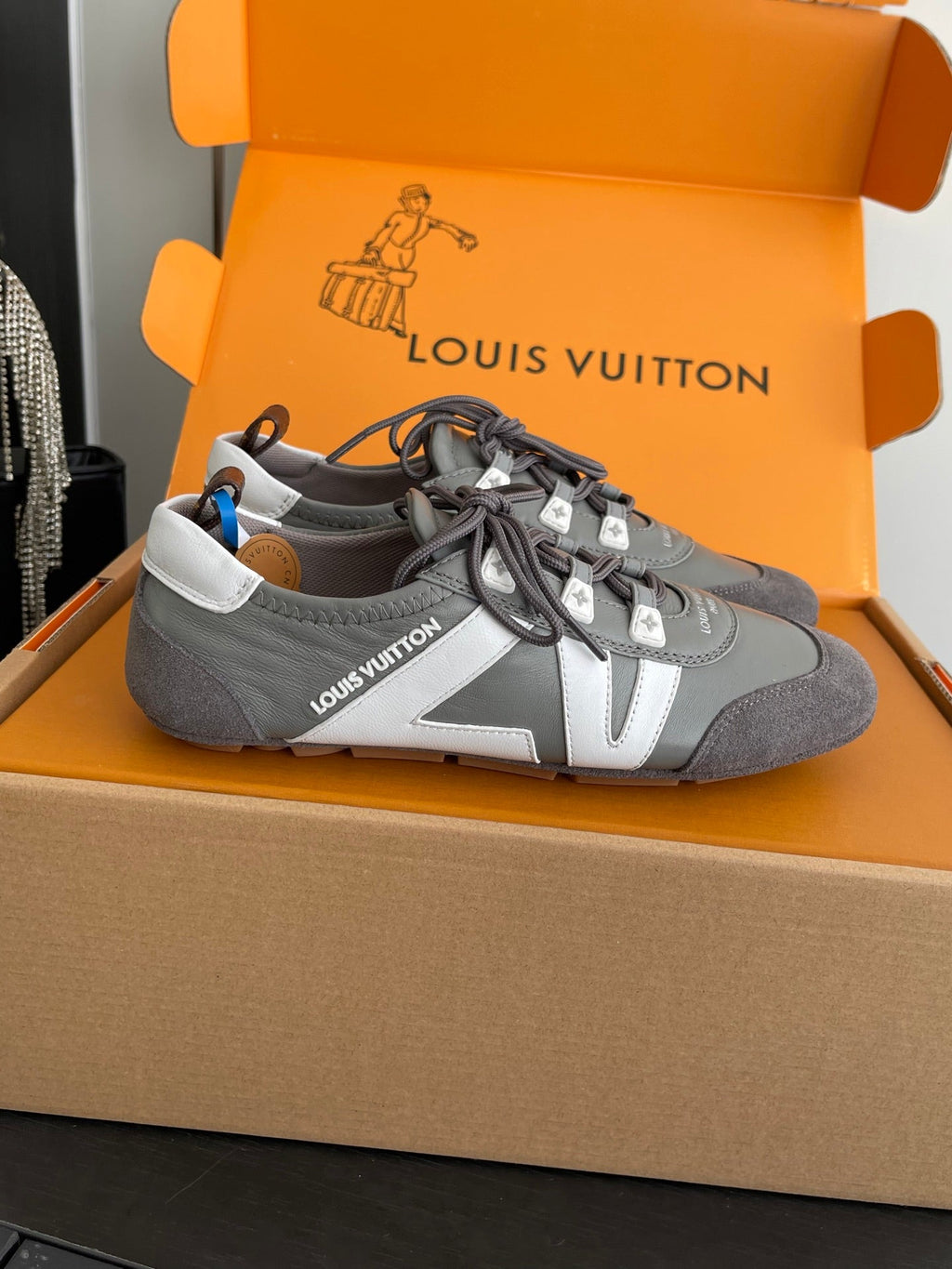LV 26ss Ballet Sneakers Gray Cowhide Suede 631480